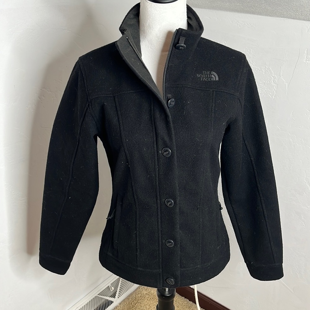 The North Face Black Wool Poly blend Jacket - Sz small